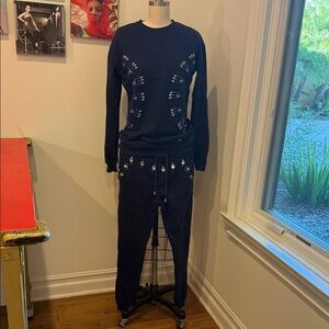 HEMANT & NANDITA Navy Embellished Track Suit